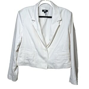 DKNY  White Cropped blazer woman's Large tailored lined career office Jacket